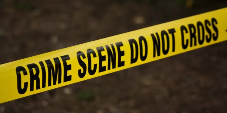 Yellow crime scene tape at location of Conway Gardens shooting in Castries, Saint Lucia
