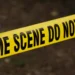 Yellow crime scene tape at location of Conway Gardens shooting in Castries, Saint Lucia
