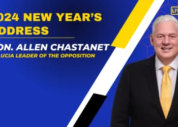 Allen Chastanet New Years Address 2024 featuring Hon. Allen Chastanet, St. Lucia Leader of the Opposition, delivering key national insights.