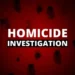 Saint Lucia Independence violence investigation graphic with red background and black fingerprints, symbolizing crime and homicide.