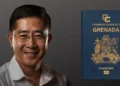 AI-generated image of Naing Htut Aung, Myanmar arms dealer, beside a Grenadian passport—central figure in the grenadian passport CBI program controversy.