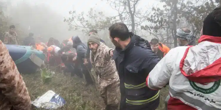 Helicopter crash site in Iran's mountainous region