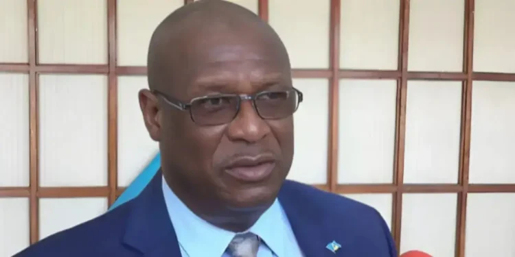 Stephenson King addressing the media amid mounting backlash over the Stephenson King Water Crisis in St Lucia.