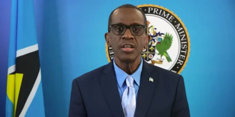 Philip J Pierre addressing the media about the Saint Lucia Citizenship by Investment Programme amid the Philippe Martinez lawsuit