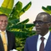 Guy Joseph and Philip J Pierre in photo with a banana field in the background highlighting how the UWP forces government to address the farmers compensation