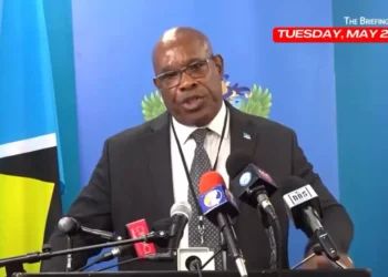 Richard Frederick addressing the media on the Castries vendors conflict, discussing his stance on the escalating Richard Frederick Castries Vendors Conflict.