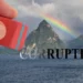 Saint Lucia Pitons with a corruption symbol overlay, highlighting the island's issues as per the latest Saint Lucia Corruption Index