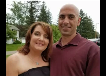 Photo of Corey Comperatore and his widow Helen Comperatore, highlighting the story where the Trump rally shooting widow refuses Biden's call.