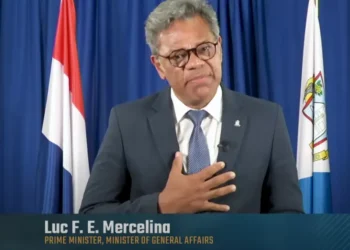 Sint Maarten Prime Minister Luc F. E. Mercelina addressing the nation following the tragic Sint Maarten attack news, calling for unity and resilience.
