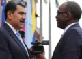 Venezuela 2024 election Nicolas Maduro with communist-leaning St. Lucia Labour Party leader and Prime Minister Philip J Pierre during Maduros visit to Saint Lucia.