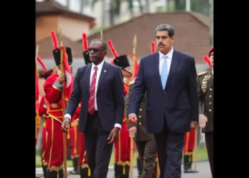 Venezuelan President Nicolás Maduro with Saint Lucia Prime Minister Philip J Pierre during an official visit, highlighting Venezuela election results dispute