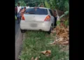 White Suzuki Swift at the crime scene in Dennery where Angus Jeffery and Ernest William were shot in a tragic incident, part of the Dennery shooting update