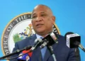 Ernest Hilaire addressing the media during a pre-cabinet briefing amid the unfolding Hilaire bombshell revelation.