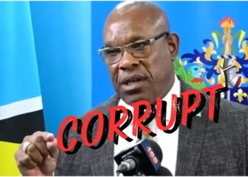 Richard Frederick addresses the public from a podium, central figure in the Richard Frederick CIP Scandal in Saint Lucia.