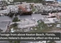 Aerial view of Keaton Beach, Florida, showing the devastating aftermath of Hurricane Helene, contributing to Tennessee Dam Failure fears. Photo credit: The Weather Channel.