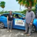 Dr. Legena Henry and Dr. Mohammad Rafik Nagdee celebrate the launch of the first vehicle powered by sargassum biofuel innovation in Barbados.