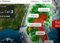 Hurricane Helene intensifies to near Category 4, threatening the U.S. Southeast coast. Image credit: The Weather Channel.
