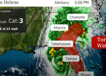 Hurricane Helene intensifies to near Category 4, threatening the U.S. Southeast coast. Image credit: The Weather Channel.