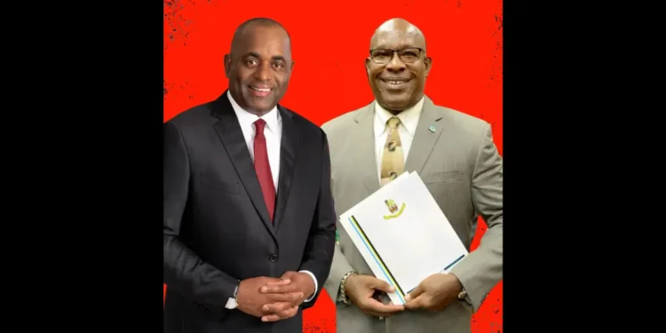 Roosevelt Skerrit and Richard Frederick side by side, both involved in Dominica and Saint Lucia CIP corruption scandals.