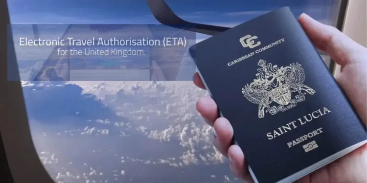 Saint Lucian passport showcasing the UK ETA requirements for Saint Lucians starting in 2025
