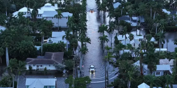 Aerial view of severe flooding in a Punta Gorda neighborhood after Hurricane Milton made landfall on Oct. 10, 2024. (Photo by Joe Raedle/Getty Images)