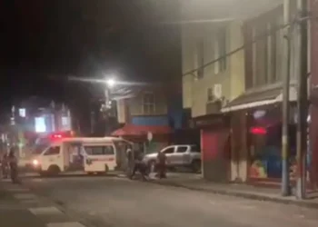 Ambulance on the scene of Chaussee Road shooting in Castries, responding to the emergency.