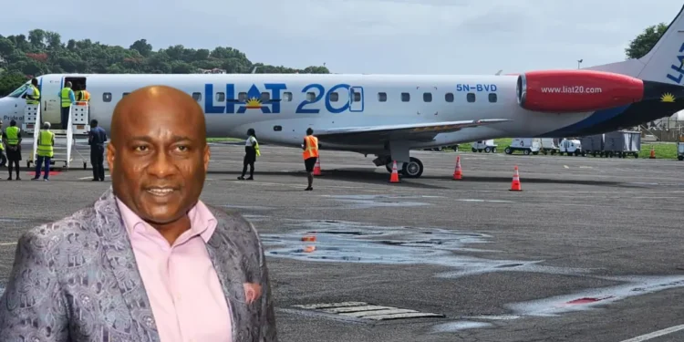 LIAT 2020's future LIAT 2020’s inaugural flight at George F.L. Charles Airport, highlighting Allen Onyema and the uncertain future of LIAT 2020 amid legal challenges.