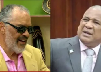 Rick Wayne slams Hilaire in a side-by-side photo amid corruption allegations and calls for public accountability.
