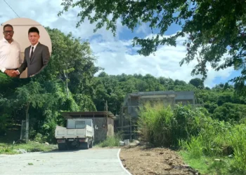A newly constructed road leading to Mc Claude Emmanuel’s under-construction mansion, highlighting controversies surrounding "2024 The Year of Infrastructure.