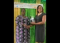 Jennifer Pierre retirement ceremony as she receives an award for 34 years of dedicated service at Piaye Combined School.