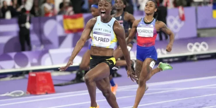 Julien Alfred outshines Richardson in a stunning 100m sprint victory, capturing gold for Saint Lucia at a major international event.