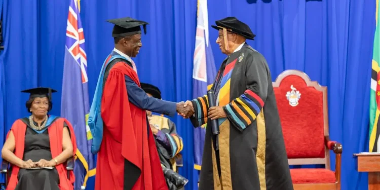 Ralph Taylor receiving his honorary doctorate at The UWI Cave Hill campus, where he unveiled his Ralph Taylor Tourism Vision.