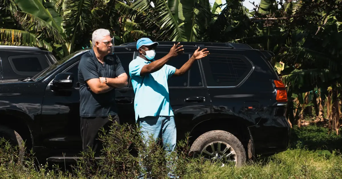 Allen Chastanet and Edmund Estephane in discussion about the proposed drag racing site, a proactive approach as Kenson Casimir exposed for mishandling the Cacabef lease controversy.