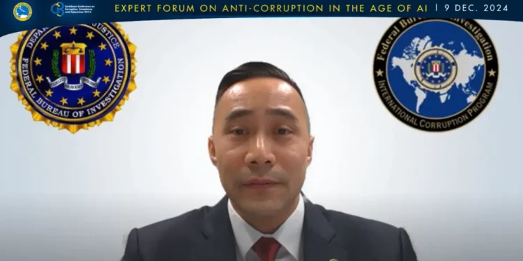 FBI’s Eugene Wu delivers remarks on anti-corruption tools during the Caribbean Development Bank’s Expert Forum on Corruption in the Age of AI.