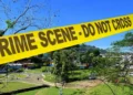 George V Park Homicide Crime scene tape at George V Park in Castries, Saint Lucia, where police investigate a recent homicide.