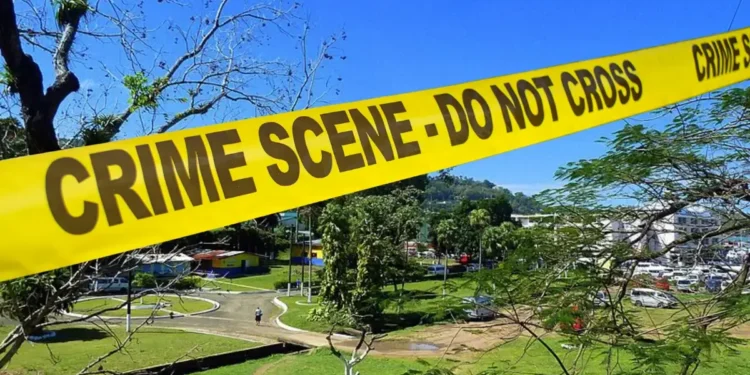 George V Park Homicide Crime scene tape at George V Park in Castries, Saint Lucia, where police investigate a recent homicide.