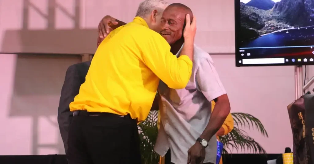Lincoln Skinny Maynard Passes Away: UWP Mourns Devoted Member Skinny shares a heartfelt moment with Allen Chastanet at a recent United Workers Party event.