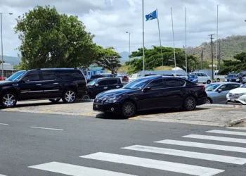 Hewanorra Airport parking lot with multiple vehicles, showcasing the area impacted by SLASPA parking fee hike effective January 27, 2025.