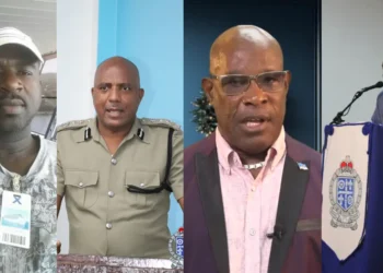 Yann Gustave, Verne Garde, Richard Frederick, and Harvey Taliam amid SLP government backlash over favoritism and victimization.