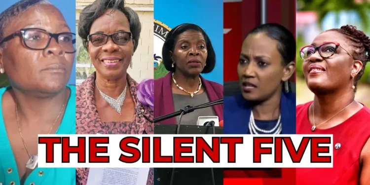 Catherine Sealys, Virginia Albert-Poyotte, Emma Hippolyte, Lisa Jawahir, and Allison Jean labeled 'The Silent Five' amid the St Lucia femicide crisis.