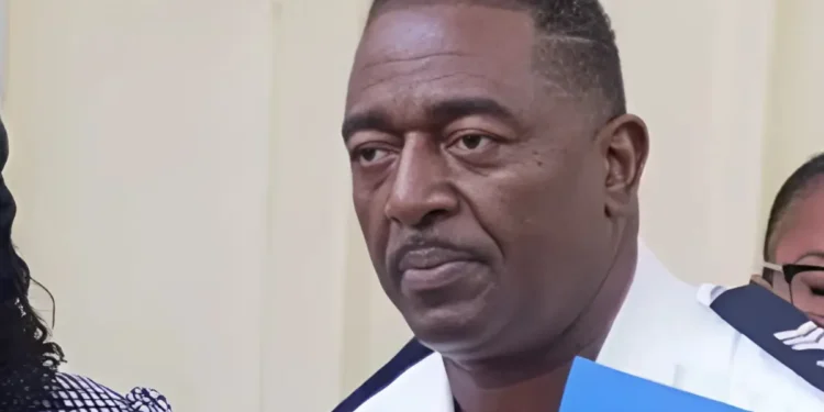 Sergeant Ricardo Jerson Charlemagne, the St Lucia police sergeant remanded in the shocking missing M16 rifle case, appearing in uniform.