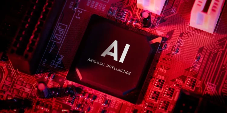 AI chip on a red circuit board, representing OpenAI Challenges Nvidia with its bold move into AI chip development and hardware innovation.