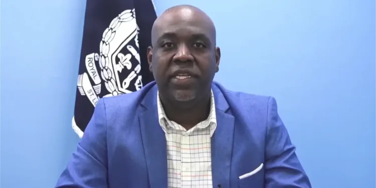 Inspector Shervon Matthieu of the Royal Saint Lucia Police Force delivers a briefing on the operation where Vincentian Nationals Arrested in St Lucia for suspected drug smuggling.