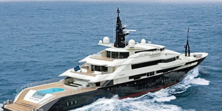 Luxury yacht Alfa Nero at sea, central to the Alfa Nero yacht sale scandal involving Antigua’s Prime Minister.