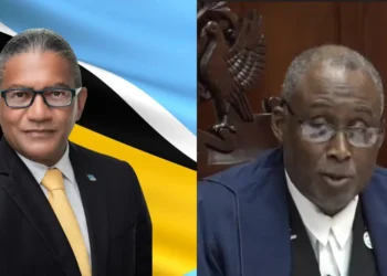 Bradly Felix alongside Speaker Claudius Francis in a political dispute over alleged bias in the Saint Lucia Parliament.