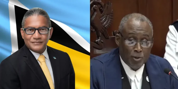 Bradly Felix alongside Speaker Claudius Francis in a political dispute over alleged bias in the Saint Lucia Parliament.