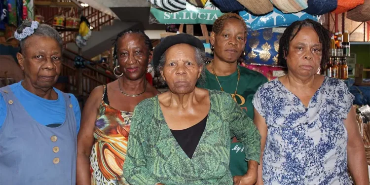 Castries Market vendors standing together demanding mayoral action