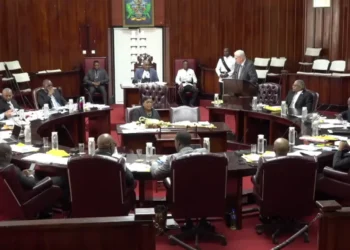 Saint Lucia Parliament in session as Opposition Leader Allen Chastanet delivers his contribution to the Sovereign Wealth Fund debate. The SLP denies Chastanet extra time, with government MPs voting against an extension despite Prime Minister Philip J. Pierre’s support.