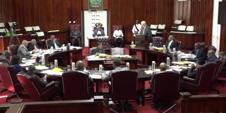 Saint Lucia Parliament in session as Opposition Leader Allen Chastanet delivers his contribution to the Sovereign Wealth Fund debate. The SLP denies Chastanet extra time, with government MPs voting against an extension despite Prime Minister Philip J. Pierre’s support.