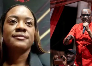 St Lucia Government discredits New York Times: Side-by-side images of Maundy Lewis, press secretary to Prime Minister Philip J Pierre, and Pierre addressing a political rally in St Lucia.